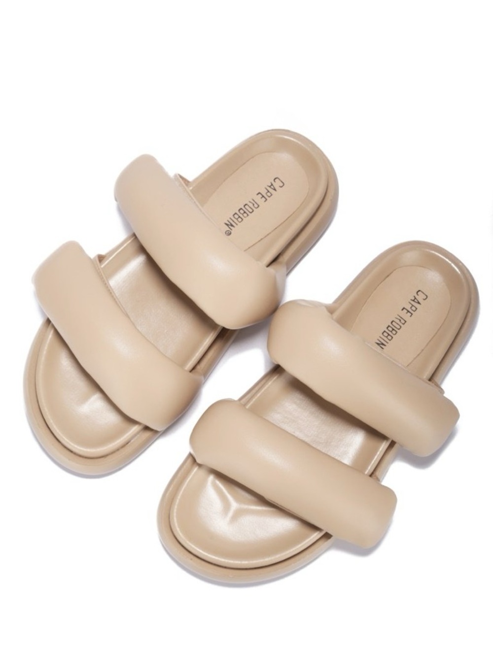 Cape Robbin Kitty Platform Sandal Beige Padded Double-Strap Slide Sandals 10